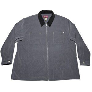 Vintage Denim and Co Jacket Women Plus 3X Gray Full Zip Coat Stretch 58 in Chest